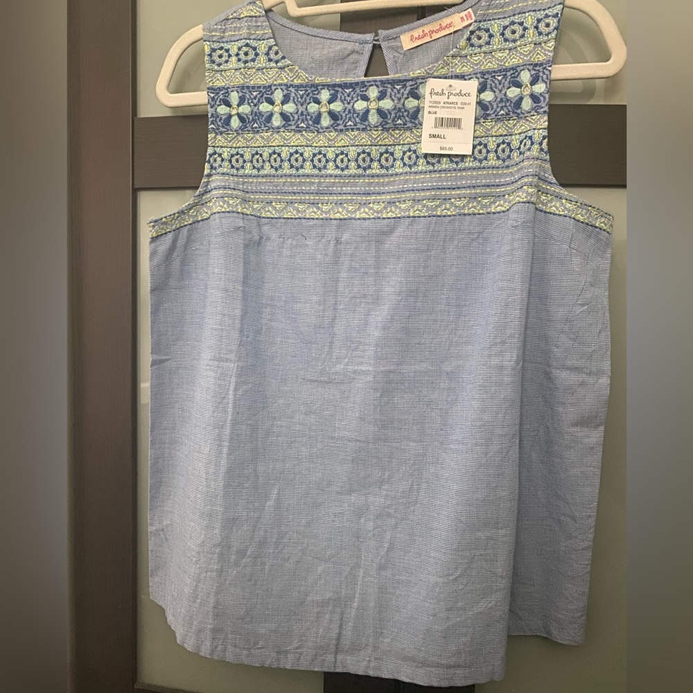 Fresh Produce cotton floral embroidered tank top